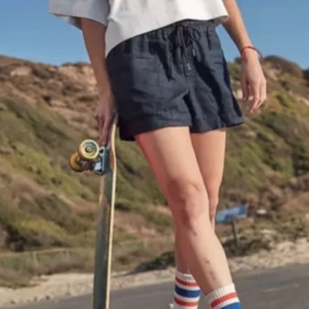 Athleta Cabo Linen Shorts Blue Size 2